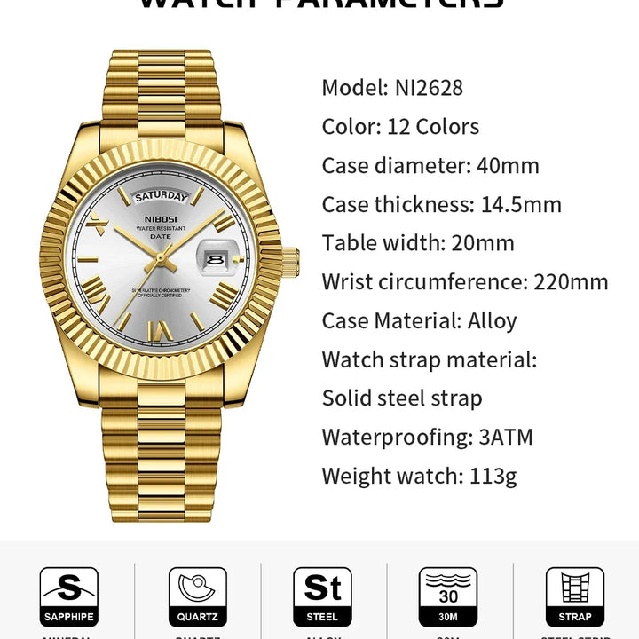 NIBOSI Brand Original Stainless Steel Quartz Watches